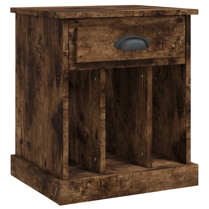 Lot de 2 tables de chevet avec tiroir et 3 compartiments 43 x 36 x 50 cm bois d'ingénierie marron DEC035139