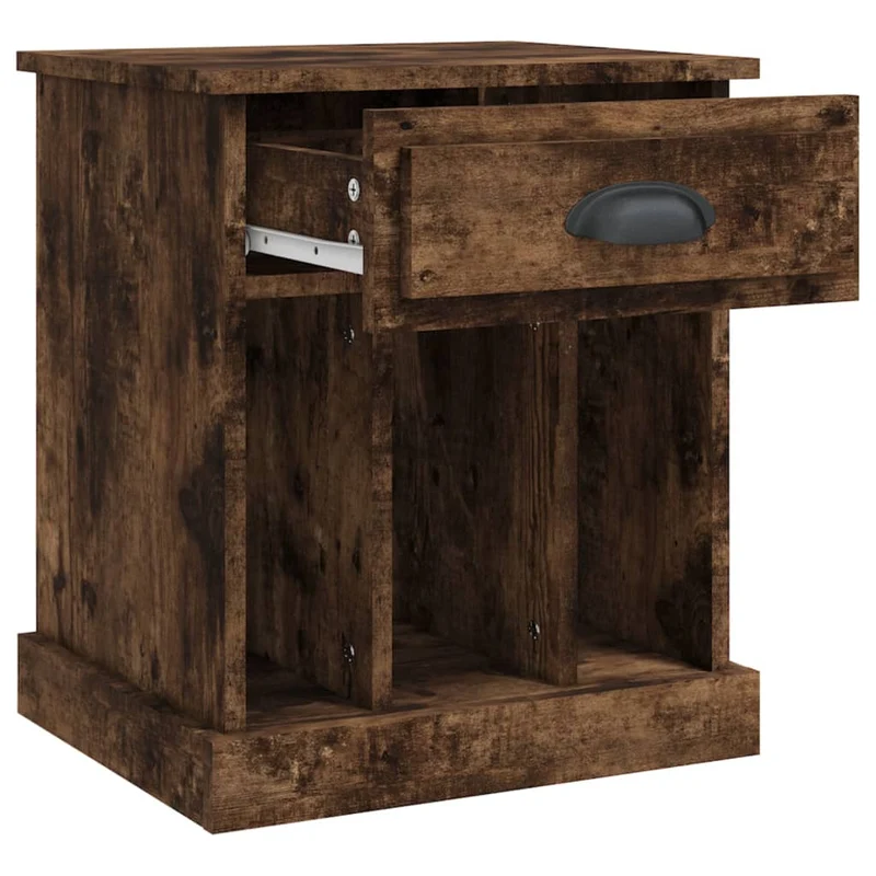 Lot de 2 tables de chevet avec tiroir et 3 compartiments 43 x 36 x 50 cm bois d'ingénierie marron DEC035139