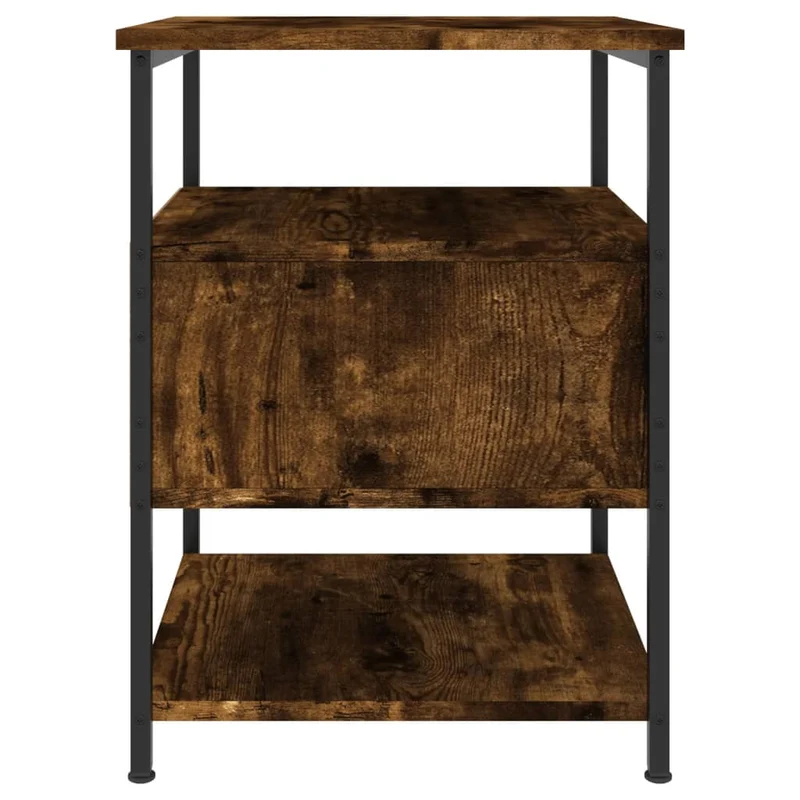 Lot de 2 tables de chevet avec tiroir et étagère 40 x 42 x 56 cm bois d'ingénierie marron et fer DEC035133
