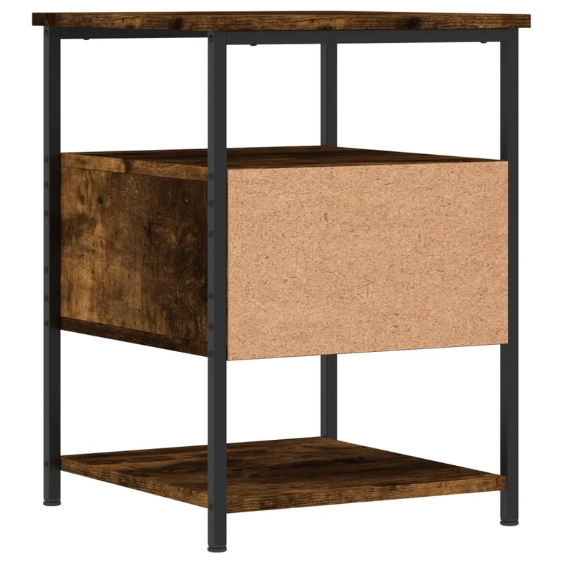 Lot de 2 tables de chevet avec tiroir et étagère 40 x 42 x 56 cm bois d'ingénierie marron et fer DEC035133