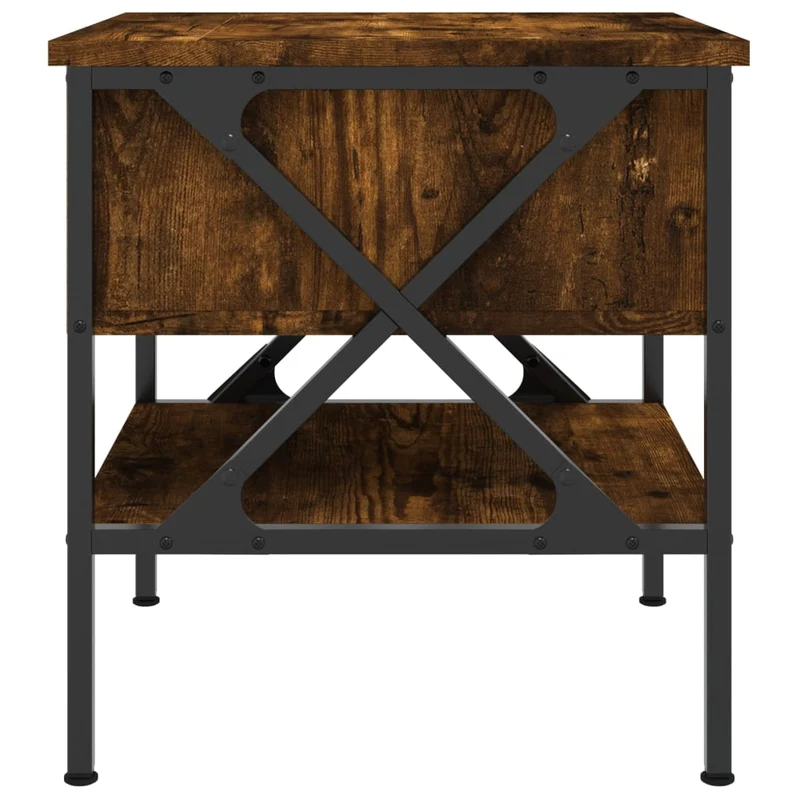 Lot de 2 tables de chevet avec tiroir et étagère 40 x 42 x 45 cm bois d’ingénierie marron et fer DEC035129
