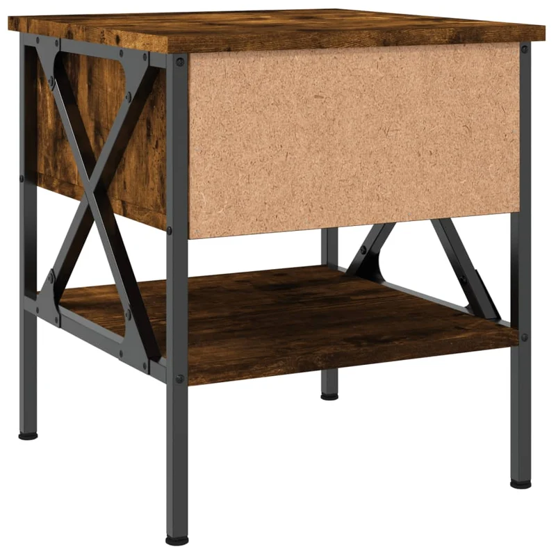 Lot de 2 tables de chevet avec tiroir et étagère 40 x 42 x 45 cm bois d’ingénierie marron et fer DEC035129