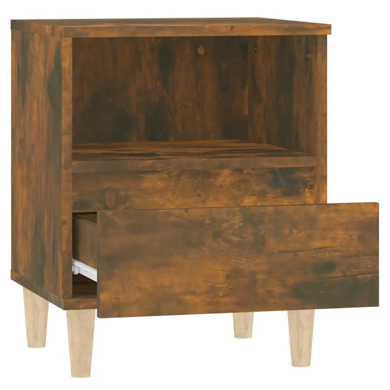Lot de 2 tables de chevet avec tiroir et compartiment ouvert 40 x 35 x 50 cm bois d'ingénierie marron DEC035090