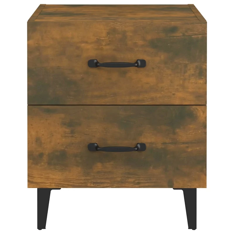 Lot de 2 tables de chevet avec deux tiroirs 40 x 35 x 47,5 cm bois d'ingénierie marron et métal DEC035088