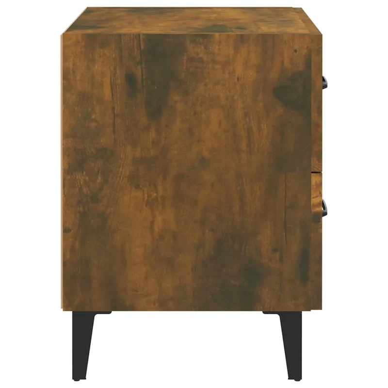 Lot de 2 tables de chevet avec deux tiroirs 40 x 35 x 47,5 cm bois d'ingénierie marron et métal DEC035088