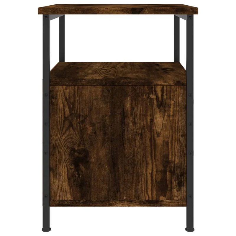 Lot de 2 tables de chevet avec tiroirs et étagère 34 x 35,5 x 50 cm bois ingénierie marron et fer DEC035062
