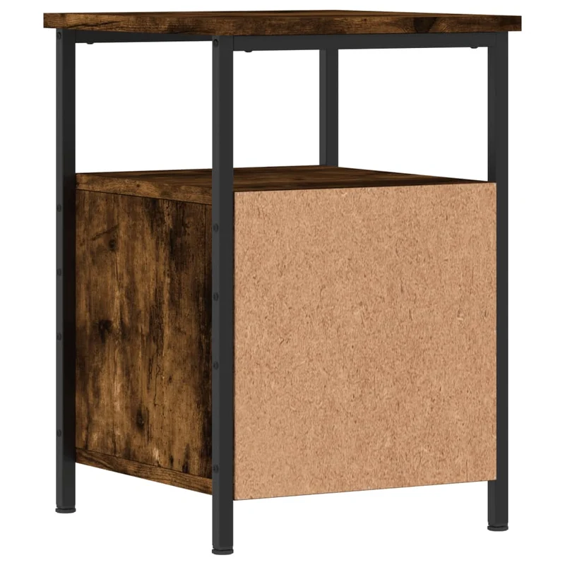 Lot de 2 tables de chevet avec tiroirs et étagère 34 x 35,5 x 50 cm bois ingénierie marron et fer DEC035062