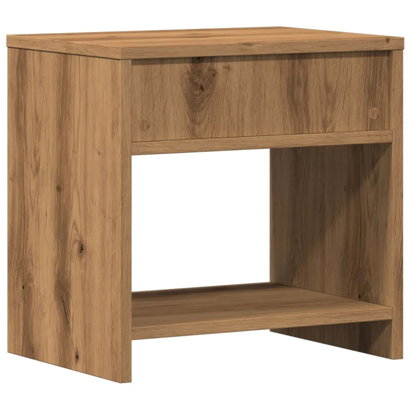 Lot de 2 tables de chevet avec deux compartiments 40 x 30 x 40 cm en bois d'ingénierie couleur chêne DEC035055