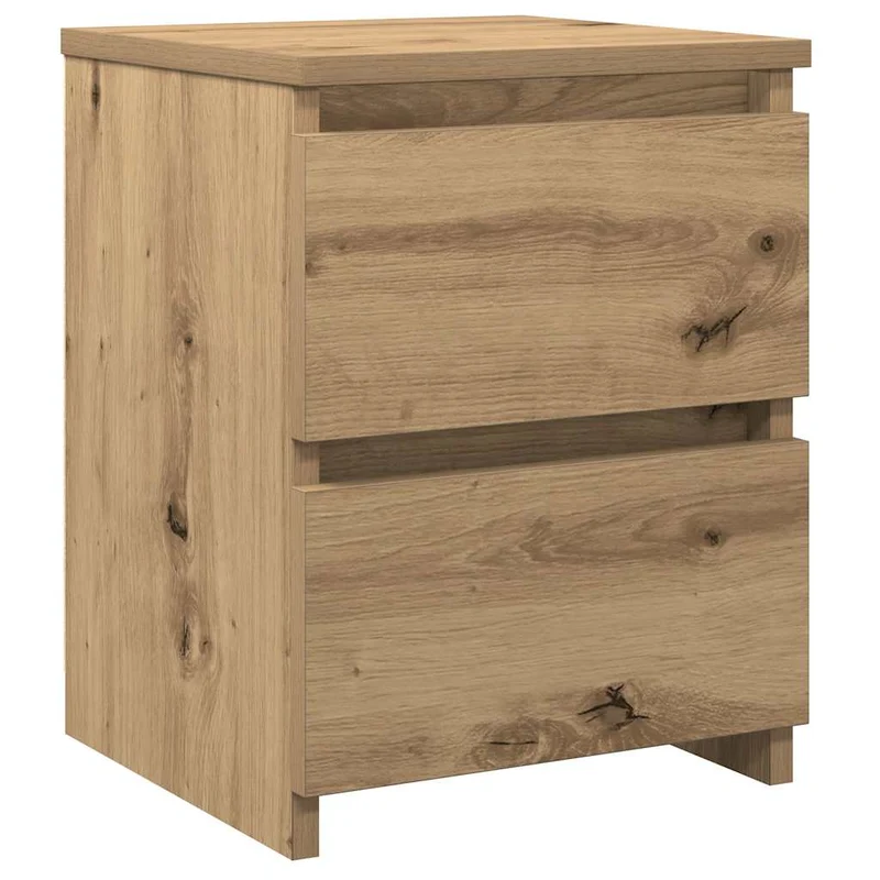 Lot de 2 tables de chevet avec deux tiroirs 30 x 30 x 40 cm en bois d'ingénierie couleur chêne DEC035053