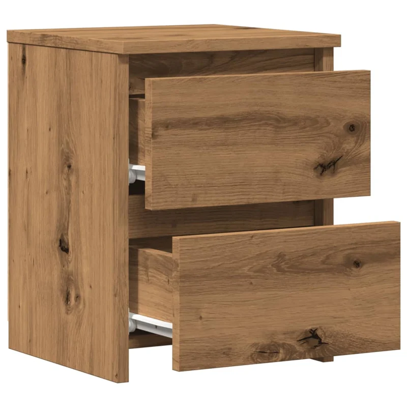 Lot de 2 tables de chevet avec deux tiroirs 30 x 30 x 40 cm en bois d'ingénierie couleur chêne DEC035053