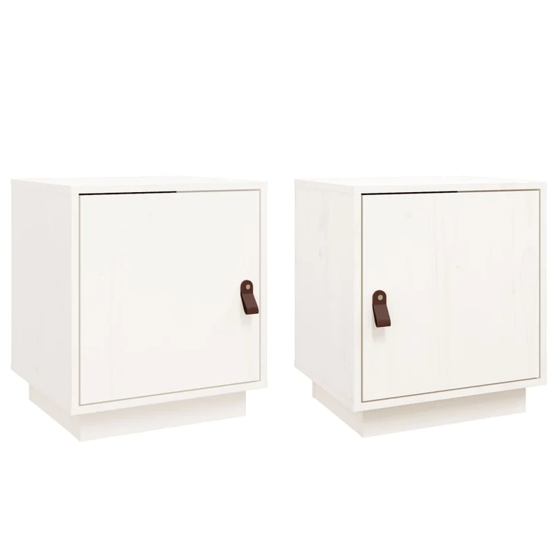 Lot de 2 tables de chevet avc compartiment avec porte 40 x 34 x 45 cm bois de pin blanc DEC034907