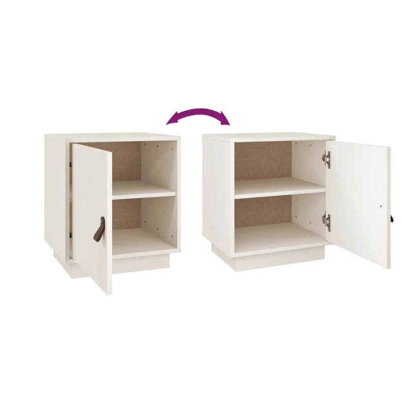 Lot de 2 tables de chevet avc compartiment avec porte 40 x 34 x 45 cm bois de pin blanc DEC034907
