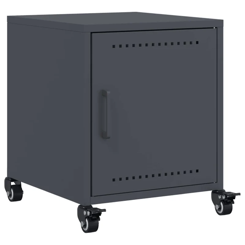 Lot de 2 tables de chevet sur roulettes avec compartiment avec porte 36 x 39 x 43,5 cm acier anthracite DEC034821