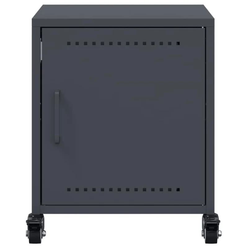 Lot de 2 tables de chevet sur roulettes avec compartiment avec porte 36 x 39 x 43,5 cm acier anthracite DEC034821