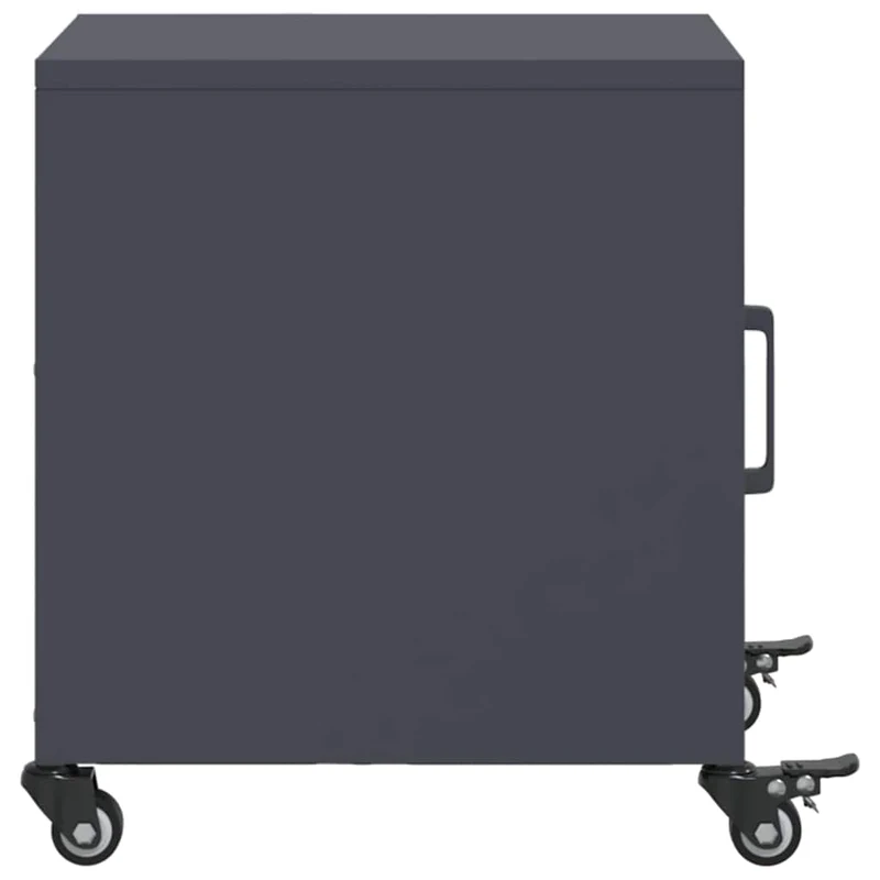 Lot de 2 tables de chevet sur roulettes avec compartiment avec porte 36 x 39 x 43,5 cm acier anthracite DEC034821