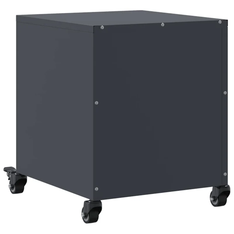 Lot de 2 tables de chevet sur roulettes avec compartiment avec porte 36 x 39 x 43,5 cm acier anthracite DEC034821