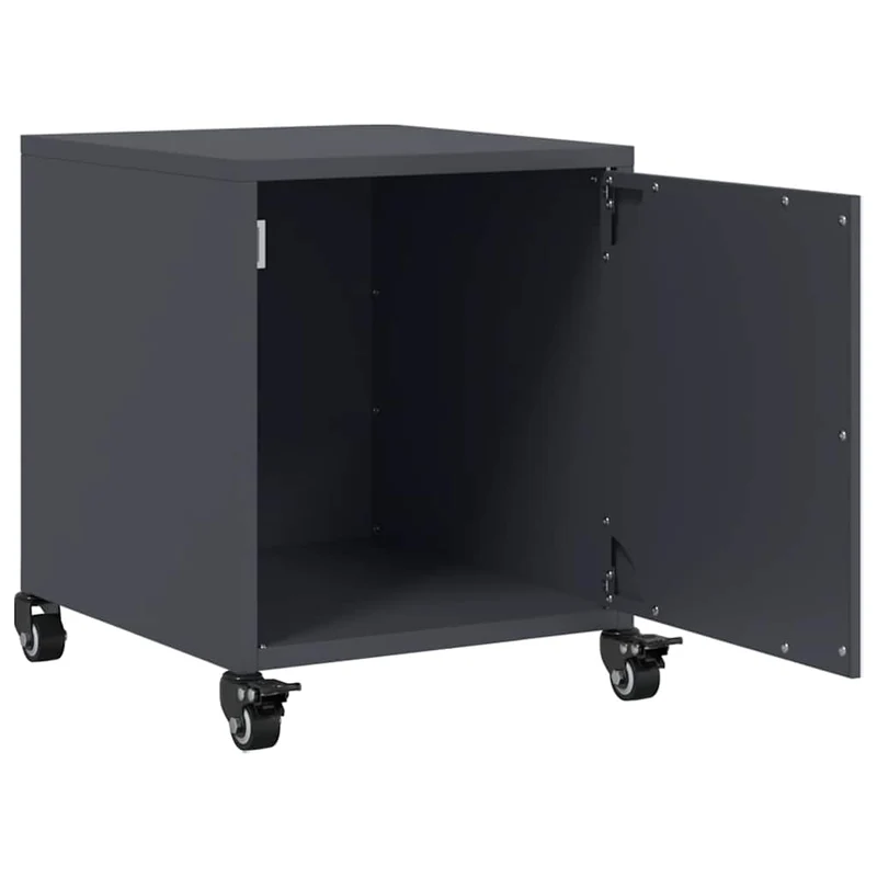Lot de 2 tables de chevet sur roulettes avec compartiment avec porte 36 x 39 x 43,5 cm acier anthracite DEC034821
