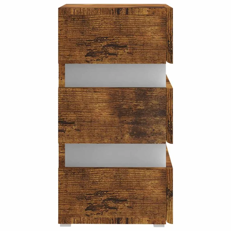 Table de chevet avec lumière LED et 3 tiroirs 45 x 35 x 67 cm bois d'ingénierie marron DEC034739