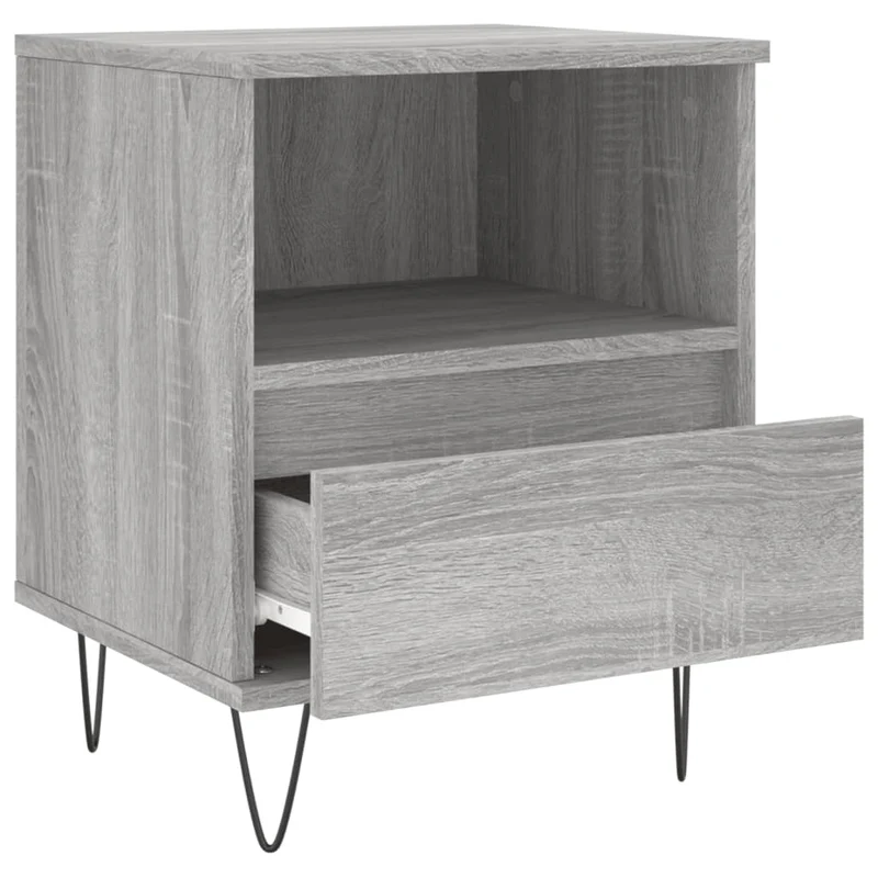 Table de chevet avec tiroir et compartiment ouvert 40 x 35 x 50 cm bois d’ingénierie gris DEC034627