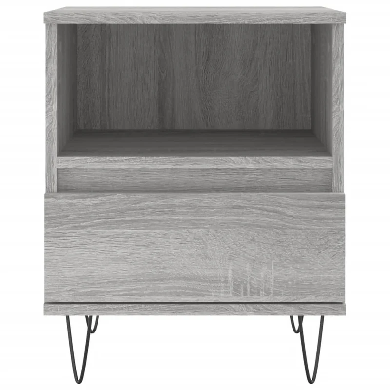 Table de chevet avec tiroir et compartiment ouvert 40 x 35 x 50 cm bois d’ingénierie gris DEC034627