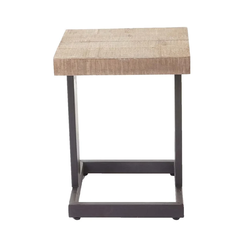 Tabouret en bois de sapin design industriel rustique solide certifié FSC 48x36x32cm 04_0005305