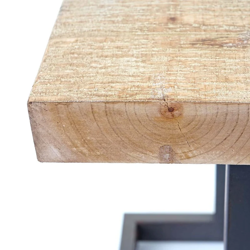 Tabouret en bois de sapin design industriel rustique solide certifié FSC 48x36x32cm 04_0005305