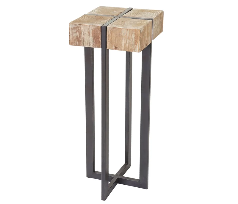 Table à plantes support à fleurs colonne en bois de sapin massif rustique certifié FSC 100x32x32cm 04_0005056