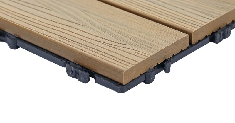 Dalles de terrasse x 11 aspect bois en WPC 30x30cm clipsable 1m² balcon jardin extérieur marron 04_0005428
