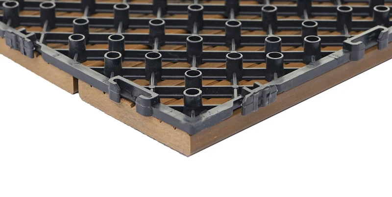 Dalles de terrasse x 11 aspect bois en WPC 30x30cm clipsable 1m² balcon jardin extérieur marron 04_0005428