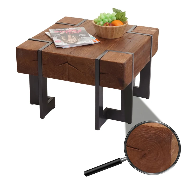 Table basse hwc-a15 table de salon en bois de sapin rustique massif certifié mvg marron 60 x 60 cm 04_0008417