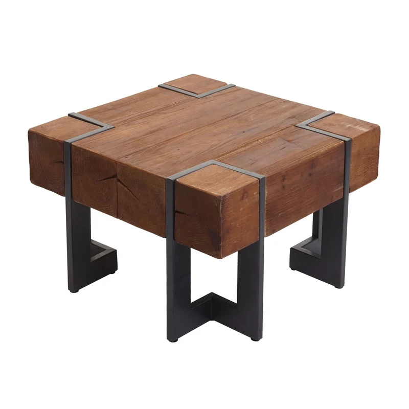 Table basse hwc-a15 table de salon en bois de sapin rustique massif certifié mvg marron 60 x 60 cm 04_0008417