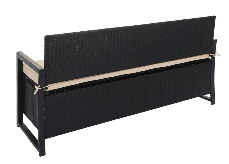 Banc 3 places en polyrotin hwc-f39 banc de jardin coffre banc compartiment de rangement coussin de siège de rangement coussin anthracite beige 04_0005802