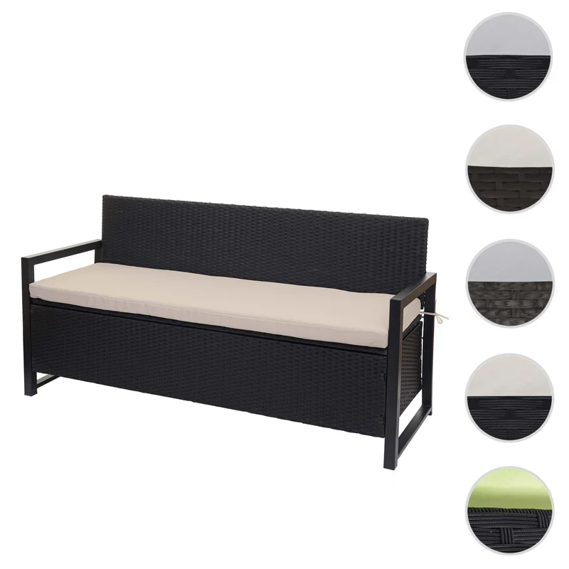Banc 3 places en polyrotin hwc-f39 banc de jardin coffre banc compartiment de rangement coussin de siège de rangement coussin anthracite beige 04_0005802