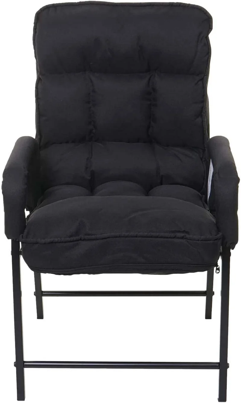 Chaise fauteuil lounge rembourrée dossier inclinable 160 kg métal réglable en tissu/textile noir FAL04053