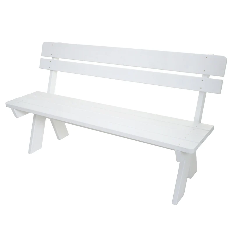 Banc de jardin hwc-l66 banc en bois banc de parc qualité gastronomique bois massif 148 cm blanc 04_0005834