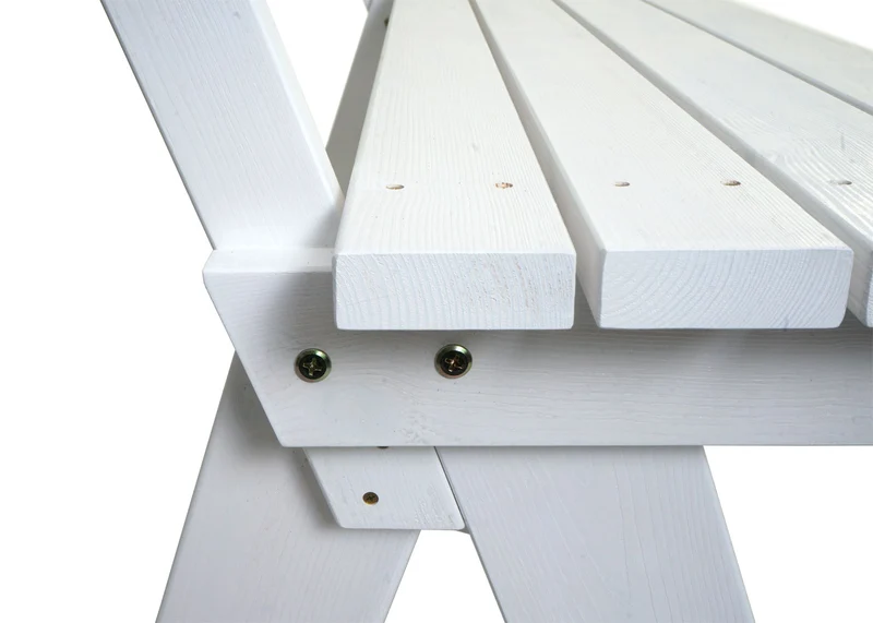 Banc de jardin hwc-l66 banc en bois banc de parc qualité gastronomique bois massif 148 cm blanc 04_0005834