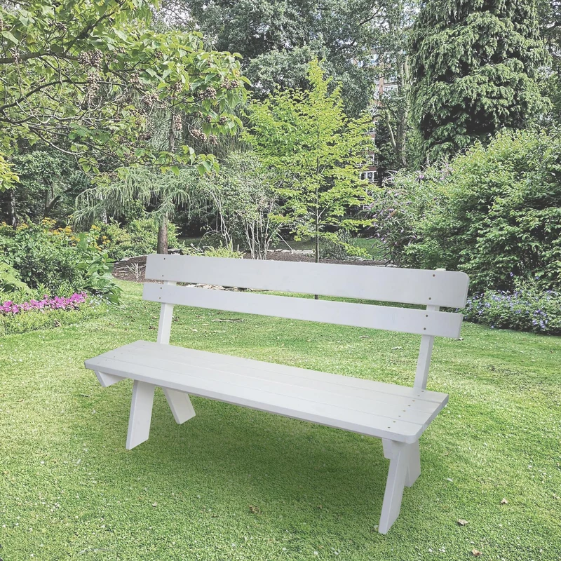 Banc de jardin hwc-l66 banc en bois banc de parc qualité gastronomique bois massif 148 cm blanc 04_0005834