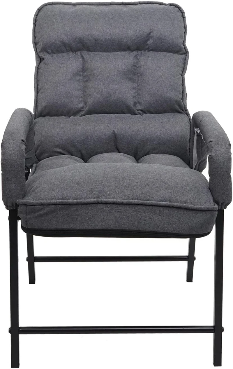 Chaise fauteuil lounge rembourrée dossier inclinable 160 kg métal réglable en tissu/textile gris foncé FAL04047