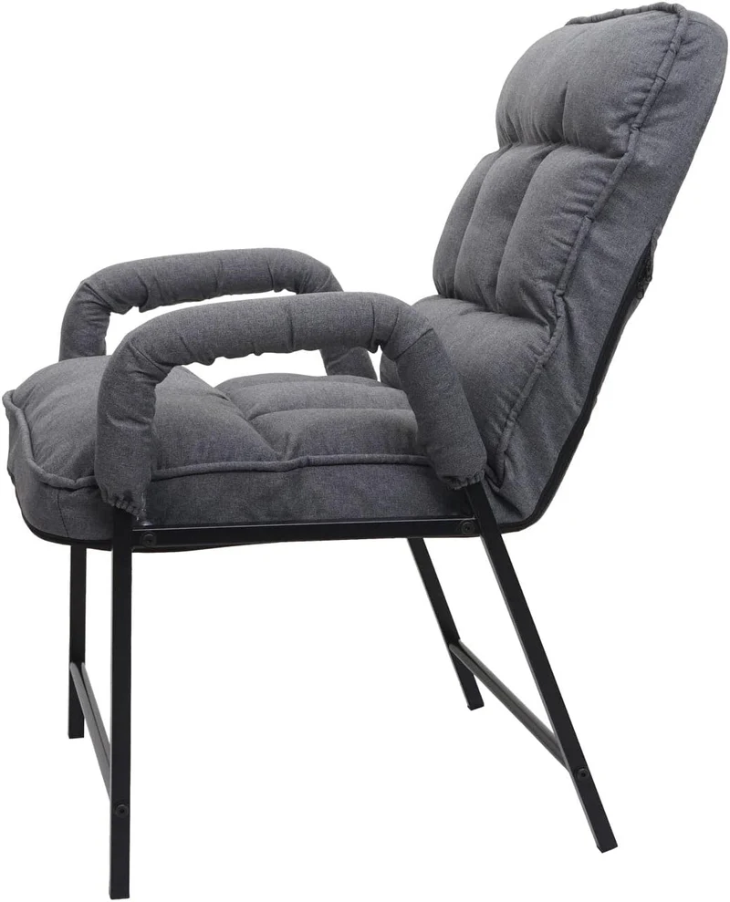 Chaise fauteuil lounge rembourrée dossier inclinable 160 kg métal réglable en tissu/textile gris foncé FAL04047