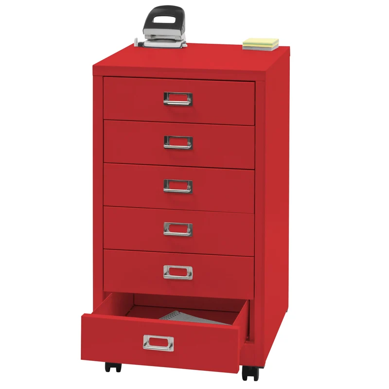 Roll conteneur hwc-l49 armoire à tiroirs armoire en acier classeur métal 75 x 40 x 41 cm 6 tiroirs rouge 04_0008274