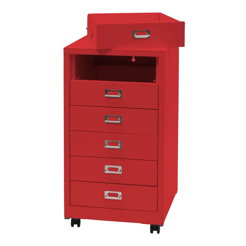 Roll conteneur hwc-l49 armoire à tiroirs armoire en acier classeur métal 75 x 40 x 41 cm 6 tiroirs rouge 04_0008274