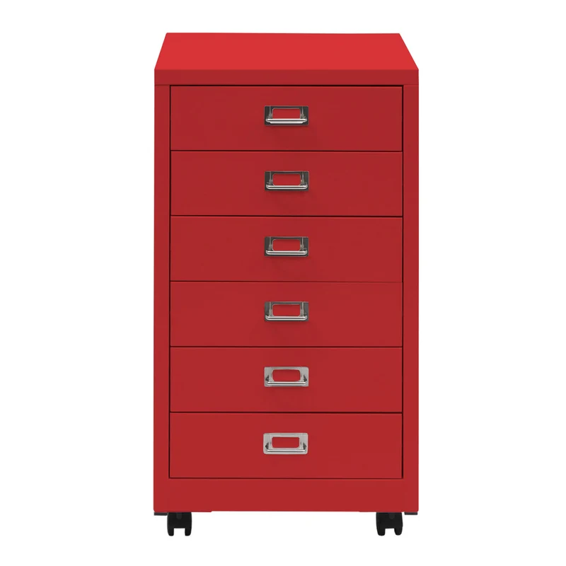 Roll conteneur hwc-l49 armoire à tiroirs armoire en acier classeur métal 75 x 40 x 41 cm 6 tiroirs rouge 04_0008274