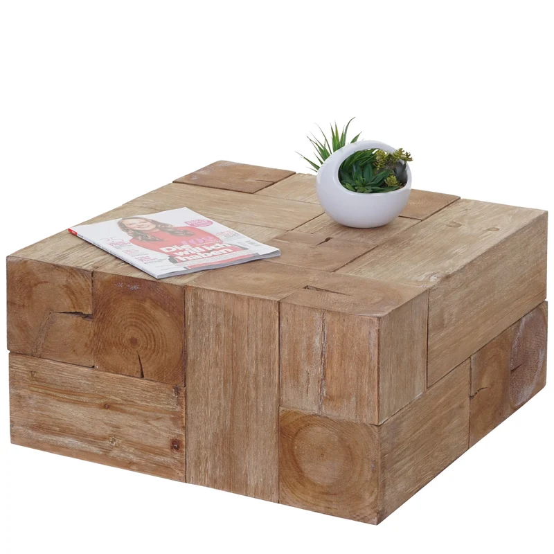 Table basse hwc-a15c table de salon en bois de sapin rustique massif certifié mvg 30 x 60 x 60 cm 04_0008420