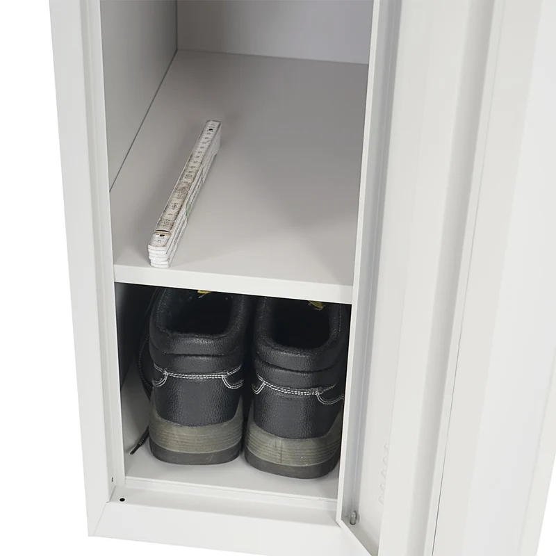 Casier armoire à vêtements avec tringle à vêtements et miroir 180 x 30 x 50 cm en métal gris 04_0006202