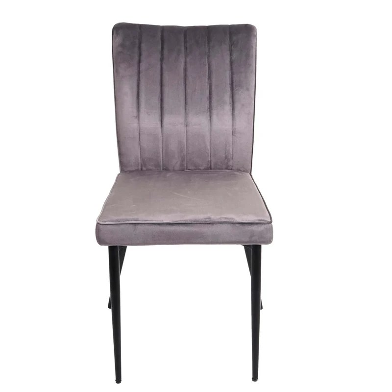 Ensemble de salle à manger 2x chaises de salle à manger et 1x banc 3 places en velours gris foncé et métal 04_0006751
