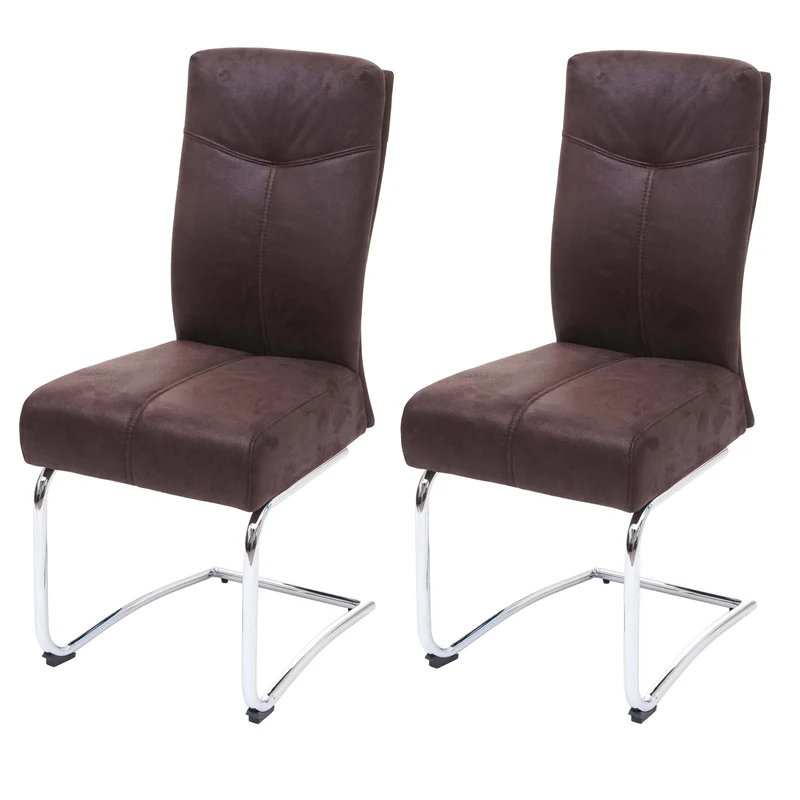 Lot de 2 chaises de salle à manger confortable et moderne en textile aspect daim marron 04_0000405