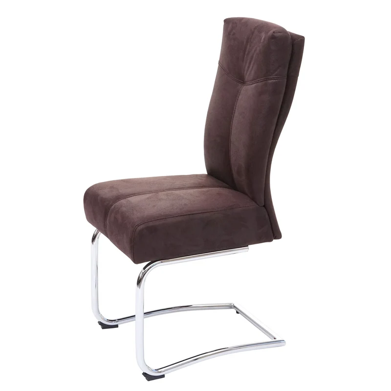 Lot de 2 chaises de salle à manger confortable et moderne en textile aspect daim marron 04_0000405