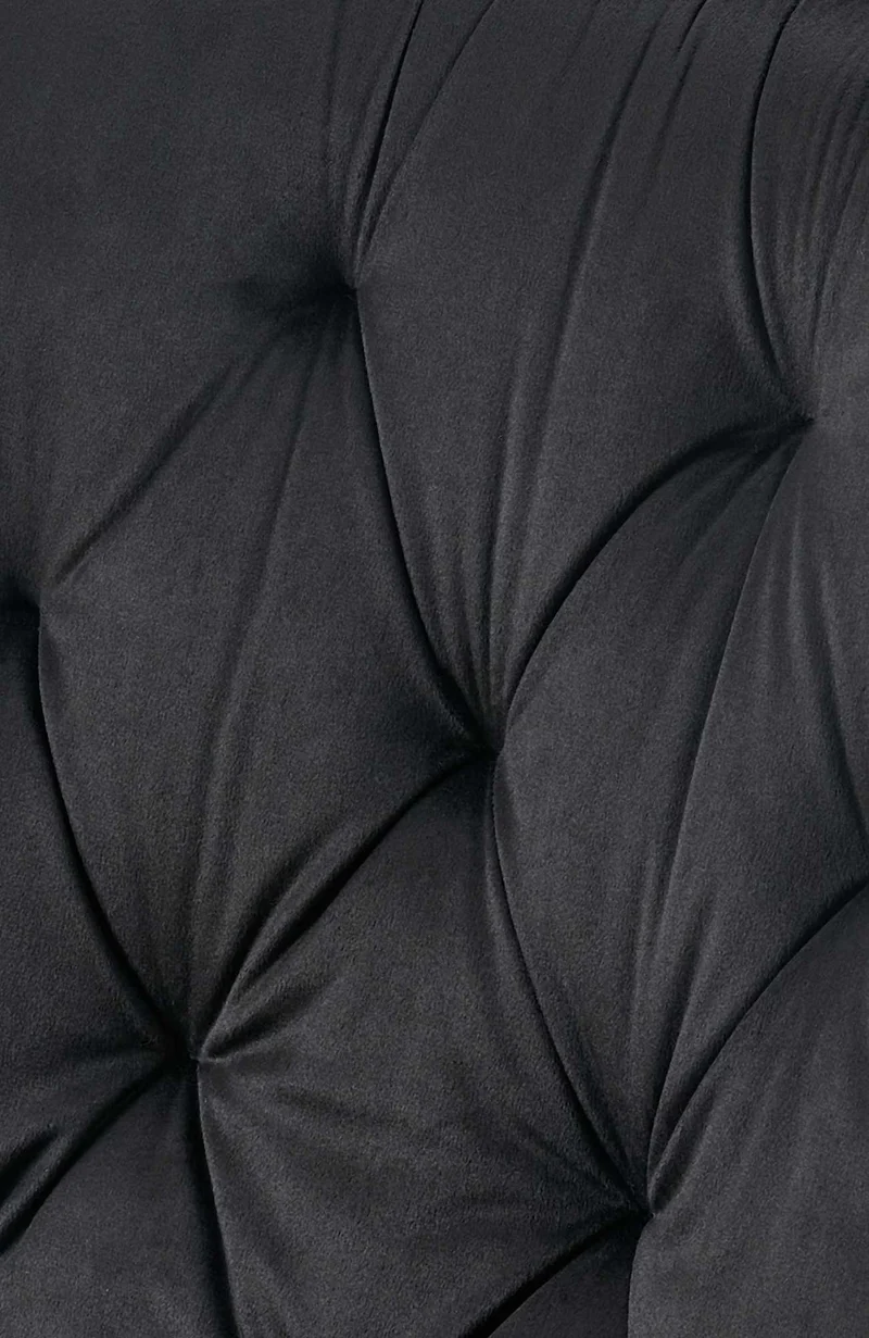Lot de 2 chaises de salle à manger assise et dossier capitonné en velours noir et métal noir 10_0007323