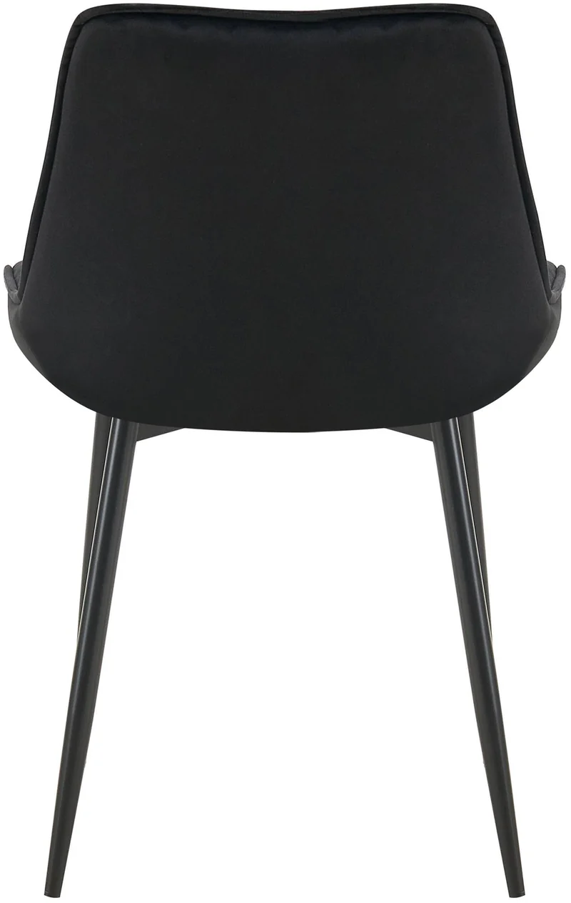 Lot de 2 chaises de salle à manger assise et dossier capitonné en velours noir et métal noir 10_0007323