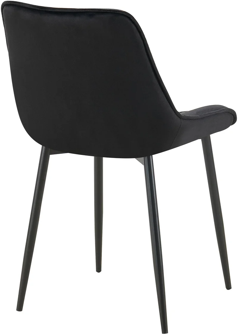 Lot de 2 chaises de salle à manger assise et dossier capitonné en velours noir et métal noir 10_0007323